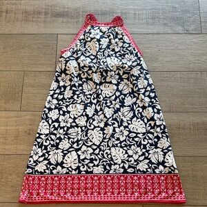 👗Max Studio Red, white blue Hawaiian Floral Built in Bra Dress M L